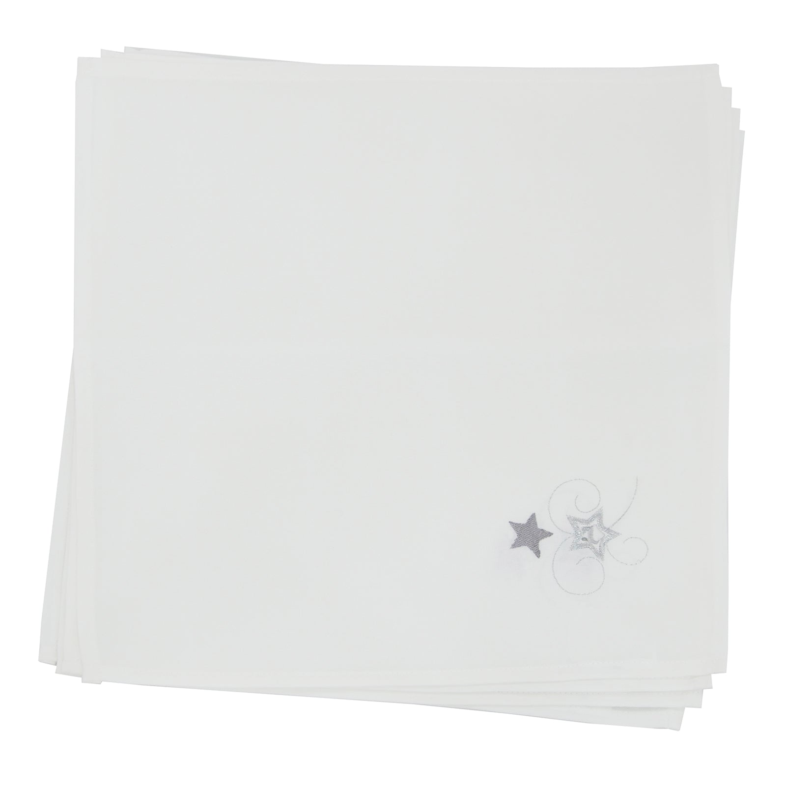 Mr Crimbo White Christmas Tablecloth Napkins Silver Presents - MrCrimbo.co.uk -XS6587 - 4 pk Napkins -christmas napkins